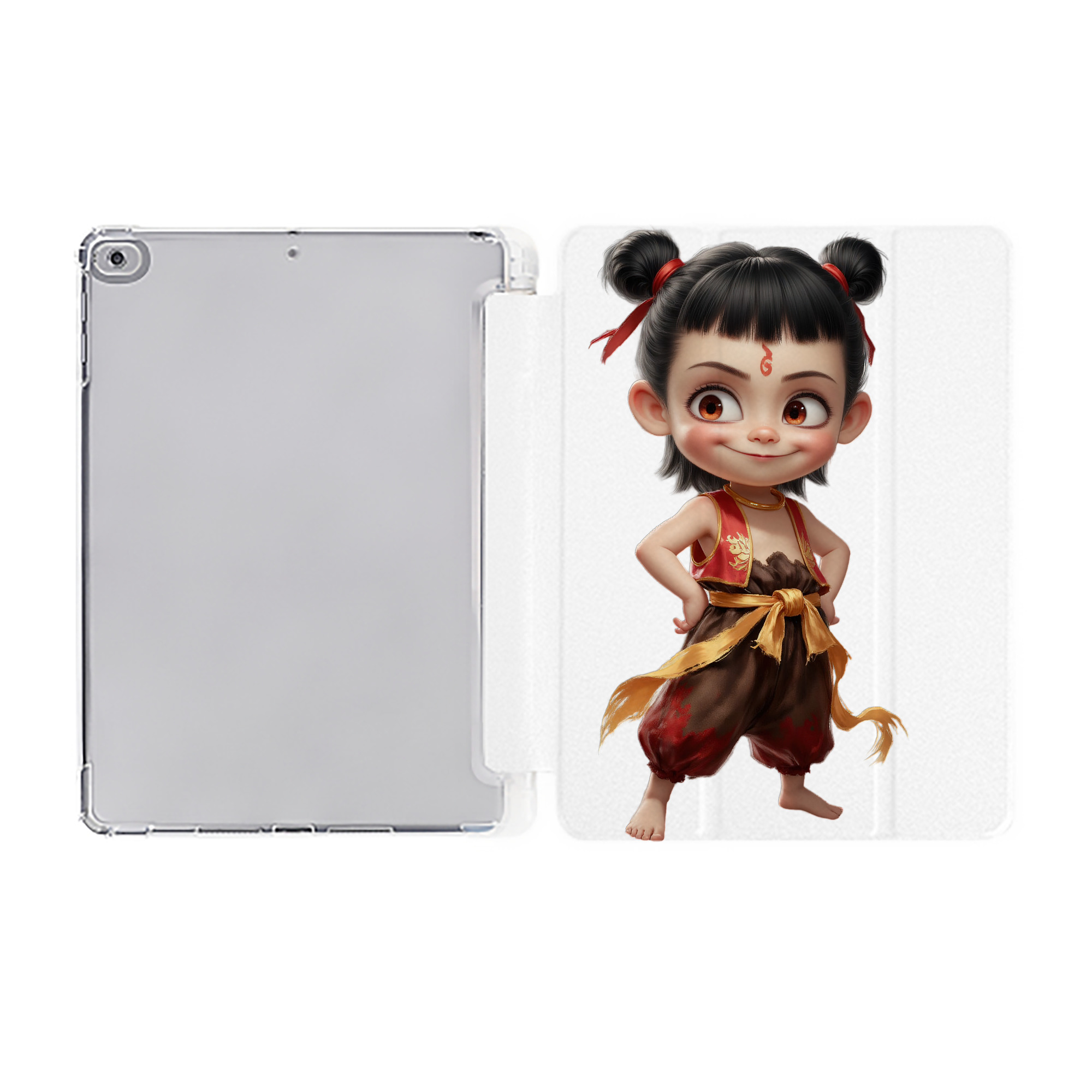 （画像用） Ne Zha 2 ナタ 魔童の大暴れ IPad ケース ペン収納付き 三つ折りスタンド PUレザー×シリコン 対応機種9.5/10.5/10.9インチ
